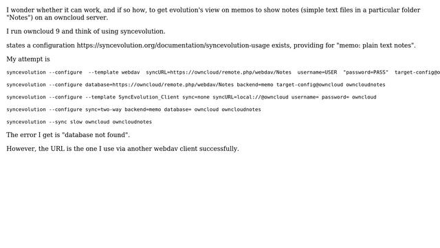 How to configure syncevolution to access notes (text files) on owncloud server as evolution memo? смотреть онлайн