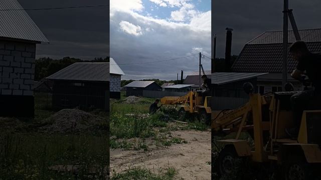 самодельный погрузчик. установка плиты на колодец смотреть онлайн