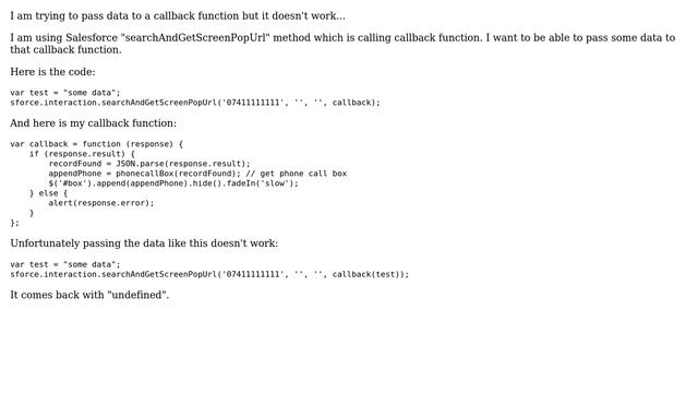 Salesforce: Passing a callback function with included parameters смотреть онлайн