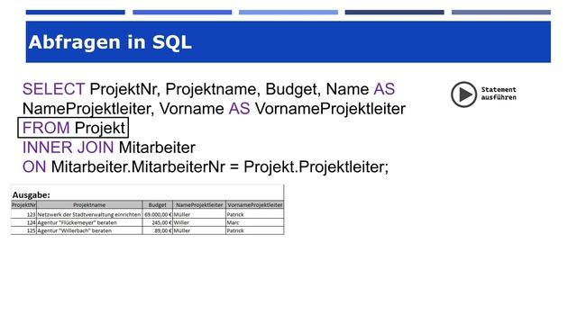 Abfragen in SQL mit SELECT - Teil 6- Tabellen mit einem JOIN verbinden смотреть онлайн