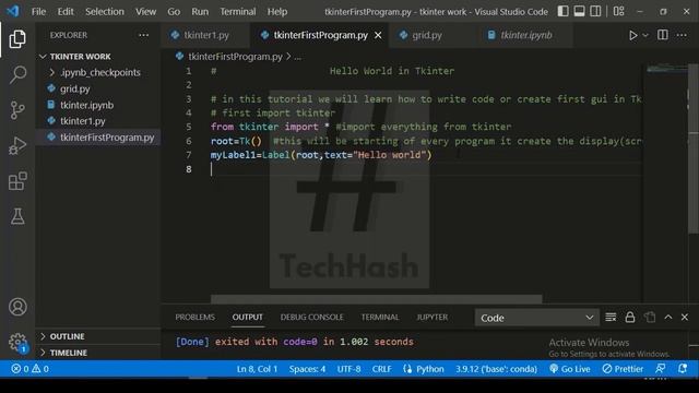 Hello world program in TKInter Python (First Program) смотреть онлайн