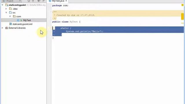 Короткие уроки Java запуск идеи создание static entry point смотреть онлайн