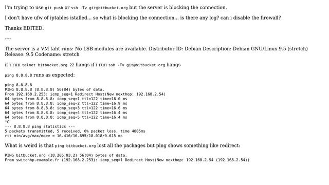 DevOps & SysAdmins: Debian 9 firewall is blocking git@bitbucket.org смотреть онлайн