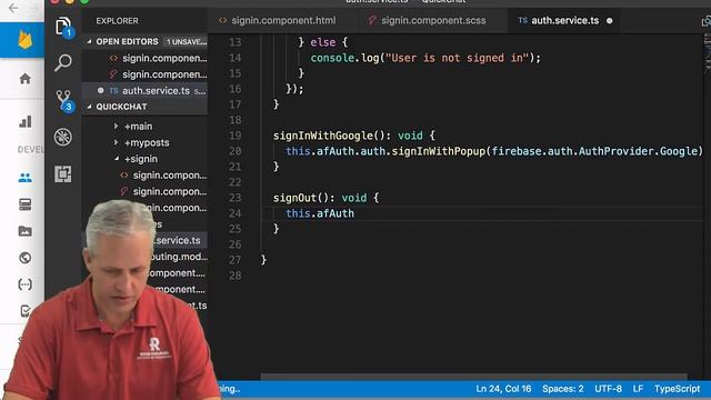 Angular with Firebase course - Quick Chat - 04 AuthService смотреть онлайн