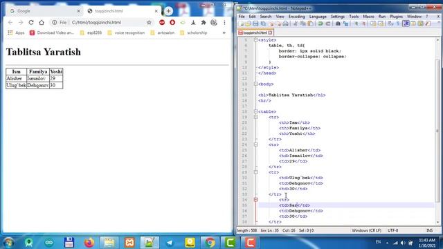 HTML 10-video dars (jadval, tablitsa) Urobot смотреть онлайн