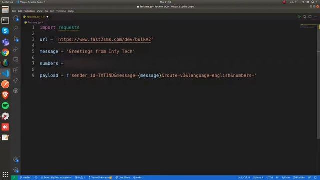 Send SMS with Fast2SMS API using Python смотреть онлайн
