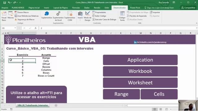 Curso Básico de VBA - Aula 5 (Trabalhando com Intervalos - Range e Cells) смотреть онлайн