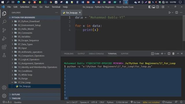 Python | Python For Loop | Part 17 | Mohammad Bablu YT | 2022 смотреть онлайн