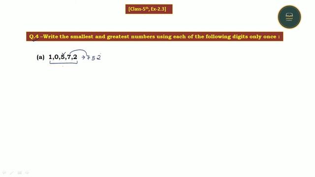 Write the smallest and greatest numbers using each of the following digits only once | Ex—2.3,Q.4| смотреть онлайн