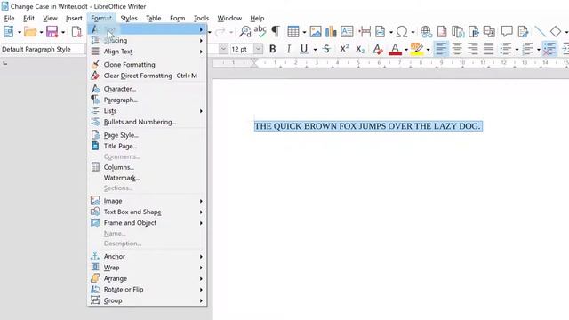 How to change case in LibreOffice Writer (e.g. from UPPERCASE to lowercase) смотреть онлайн