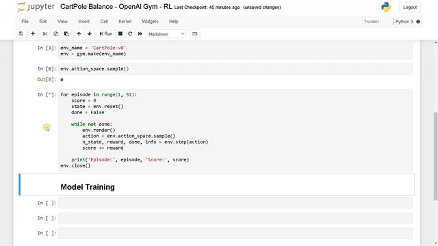 CartPole Balance | OpenAI Gym | Reinforcement Learning | Python