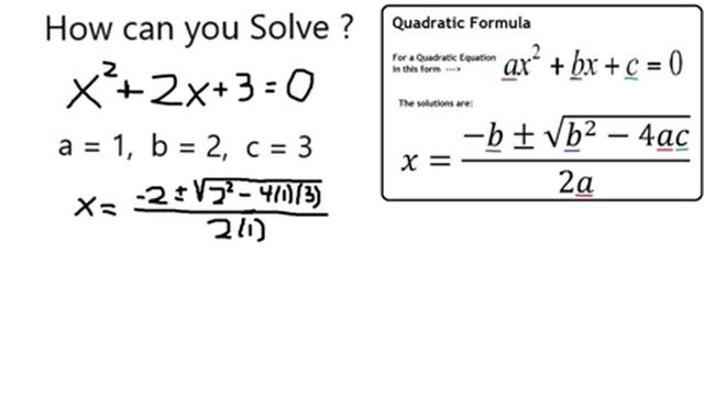 Solve Quadratic Equation x^2 + 2x + 3 = 0 смотреть онлайн