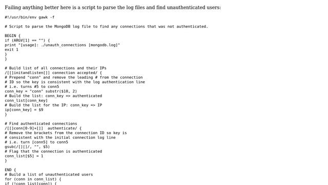 Databases: Find unauthenticated connections to MongoDB смотреть онлайн