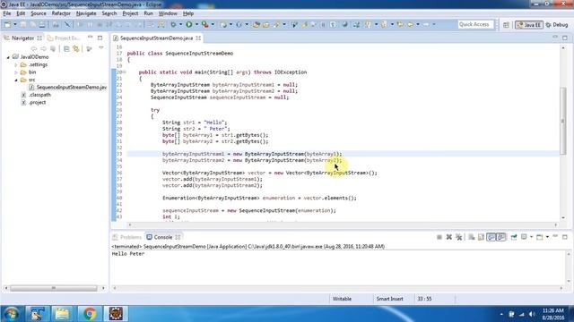 How to read data from multiple ByteArrayInputStream using SequenceInputStream? | Java IO смотреть онлайн