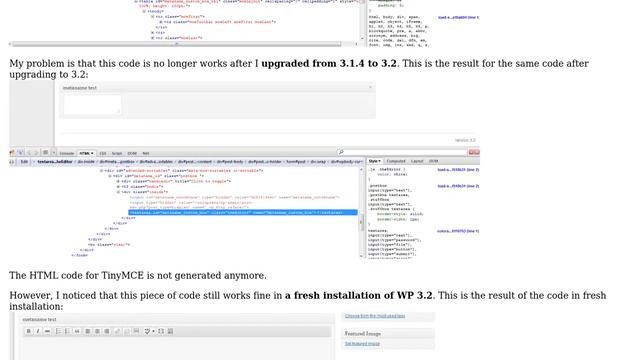 Wordpress: TinyMCE in Custom Metabox not loaded after upgrading from WP 3.1.4 to WP 3.2 смотреть онлайн