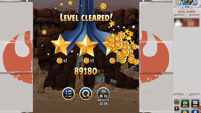 Angry Birds Star Wars Facebook - Weekly Tournament #40 - Level 1 - Score: 89180 (★★★) смотреть онлайн