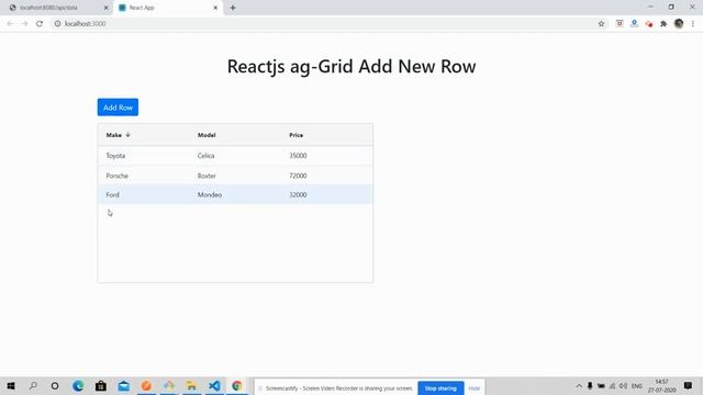 Reactjs ag-Grid Adding new row button click смотреть онлайн