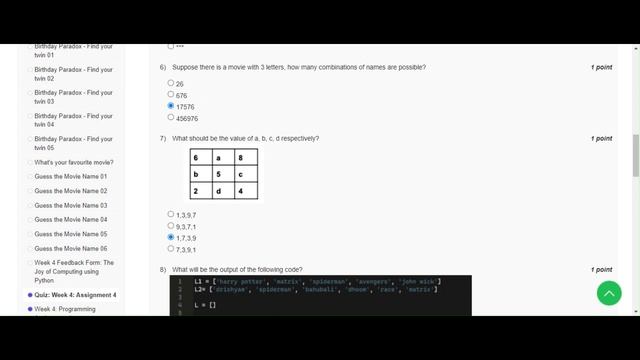 NPTEL JOC Using Python week 4 answers 2023 смотреть онлайн