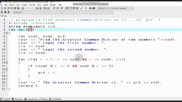 write a program in c++ to find the greatest common divisor gcd of two numbers смотреть онлайн