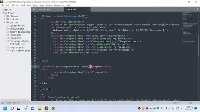 Part 20 - User logout - OOP PHP PDO - 4K смотреть онлайн