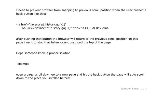 HTML : Prevent browser from snapping to previous scroll position when pushing back button смотреть онлайн
