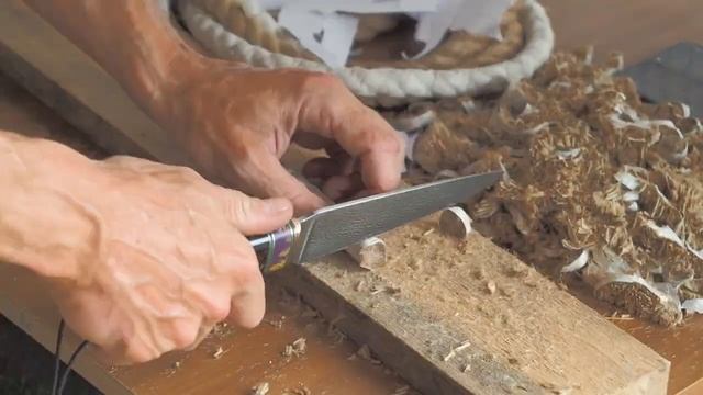 Видео тест ножа "Охотник" . Порежу канат и порублю рог. Нож тесты. смотреть онлайн