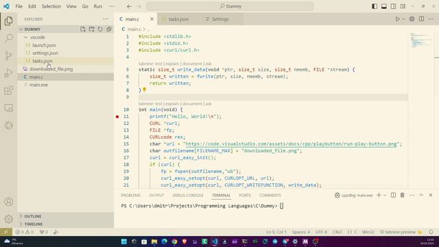VSCode in Windows + GCC + MSYS2 (UCRT64) + Make. Linking libcurl - Example смотреть онлайн