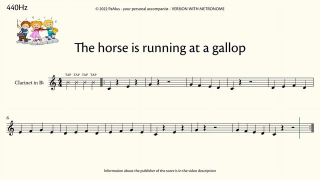 Clarinet beginners: The horse is running at a gallop - Piano accompaniment 440Hz смотреть онлайн