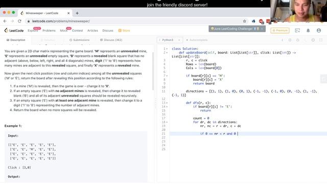 529. Minesweeper (python) (Leetcode Medium) смотреть онлайн