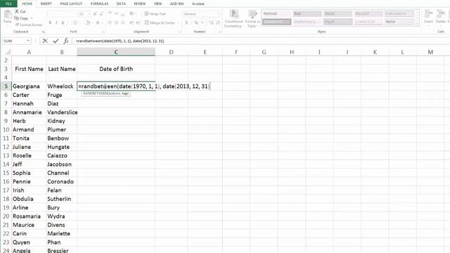 Generating Random Dates in Excel смотреть онлайн