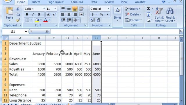 Excel 2007/2010 - Lesson 2 - Adjusting the Columns and Rows смотреть онлайн