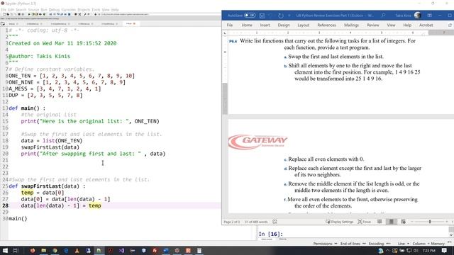 Data Analytics 1 - Python Review Exercises Part 1 B - Spring 2020 смотреть онлайн