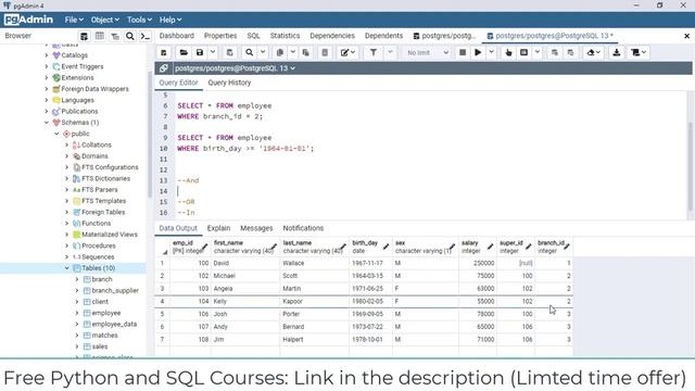 WHERE, AND, OR, IN, BETWEEN commands in SQL - SQL - PostgreSQL смотреть онлайн