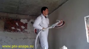 Затирка гипсовой штукатурки затирочной машиной Rokamat 700