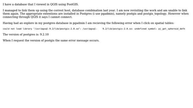 GIS: PostgreSQL - PostGIS linkup error смотреть онлайн