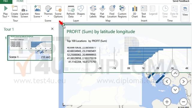 The 3D map, contains a 2D chart. Change the type of the chart to clustered column (first on the... смотреть онлайн