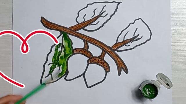 Bolalar uchun chizilgan filial | Draw a Branch for kids | Рисунок желудь для детей смотреть онлайн