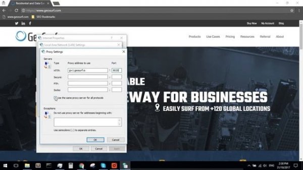 Proxy configuration for Chrome, Edge & Internet Explorer browsers
