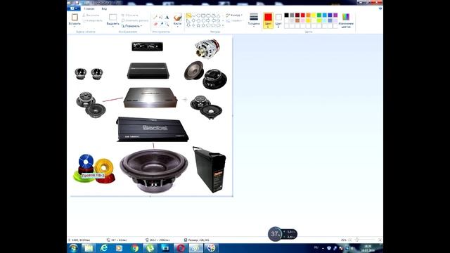 Сборка схемы музыкальных компонентов в Paint смотреть онлайн