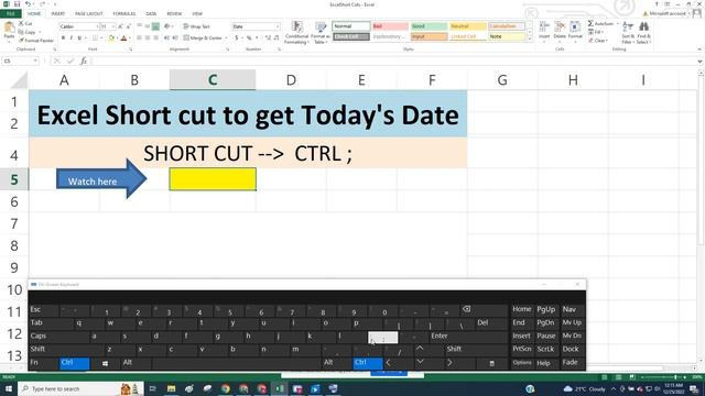 MS Excel - Short Cut to Get Today's Date смотреть онлайн