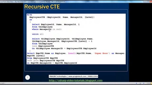 Recursive CTE in sql server Part 51 смотреть онлайн
