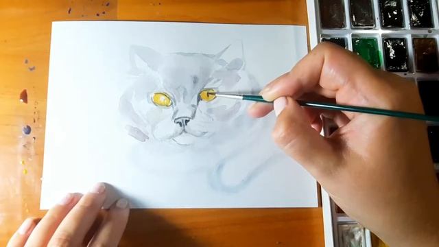 Как рисовать кота. Акварель смотреть онлайн