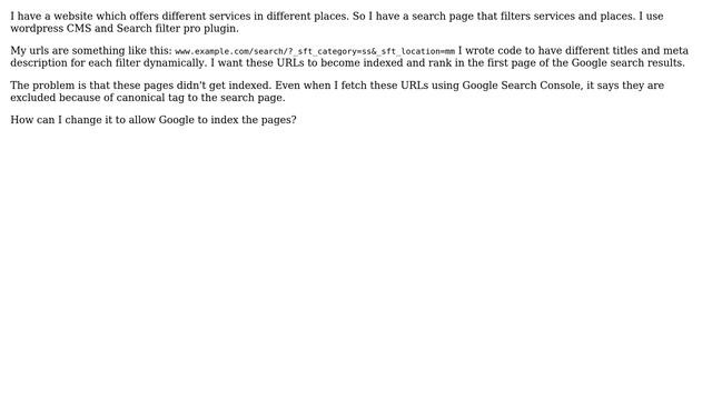 Webmasters: How do I make dynamic pages powered by WordPress Search filter pro SEO friendly? смотреть онлайн