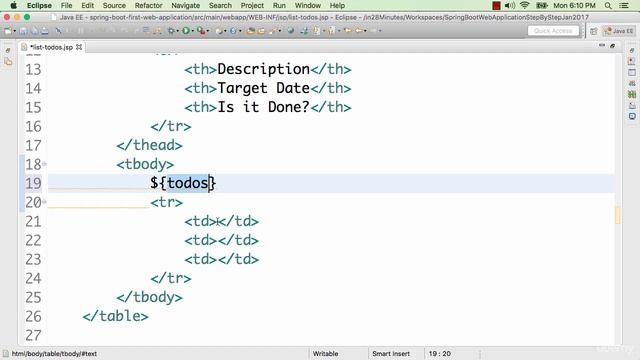 024 Step 14 Display Todos in a table using JSTL Tags | Spring Boot in Java Web смотреть онлайн
