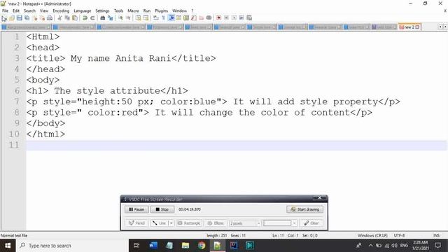 Html Attribute| Tag color change| Headings смотреть онлайн