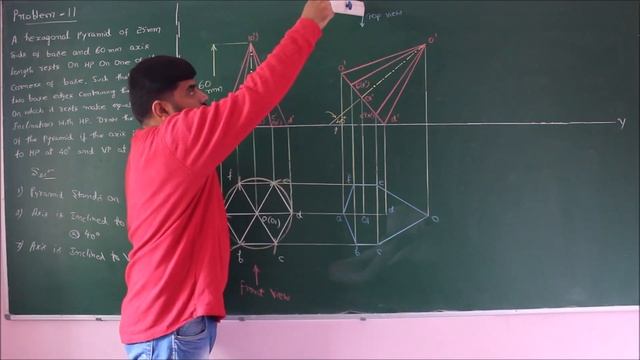 37 - Hexagonal pyramid resting on HP with its base corner - Mod 3 - Engineering Graphics by Gurudat смотреть онлайн