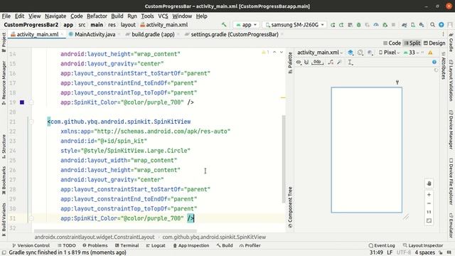 Create Custom Progressbar | Stylish progressbar android studio | Spinkitview Android смотреть онлайн