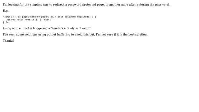 Wordpress: Redirect a password protected page? смотреть онлайн