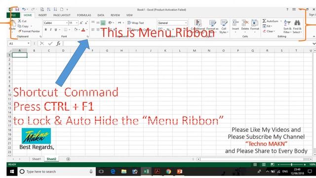 How to Lock/Auto Hide Menu Ribbon Toolbar in MS Excel, Word, Power Point смотреть онлайн