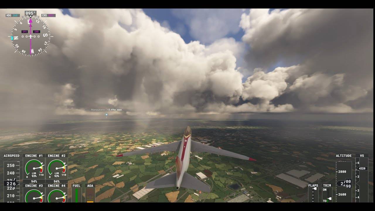 Жесткая посадка Боинг 748 (Boeing 748 Hard Landing)в Microsoft Flight Simulator 4k.